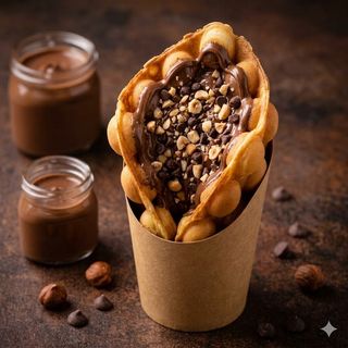 Bubble waffle Nutella e granelle
