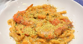Busiate al gambero rosso di Mazara e pistacchio di Brönte