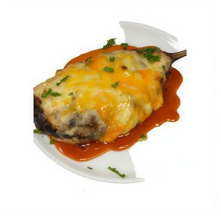 69. Berenjena Rellena De Carne Con Queso Gratinado