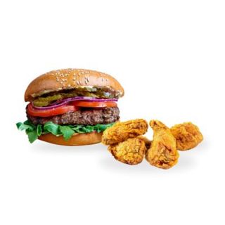 Standard Burger + 4 szt  panierowane skrzydełka