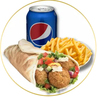 Menú dürum falafel
