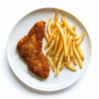 Cotoletta di pollo e patatine fritte