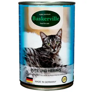 Баскервіль консерва для котів індичка та риба 400гр