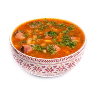 Ciorba de fasole cu afumatura si ceapa rosie