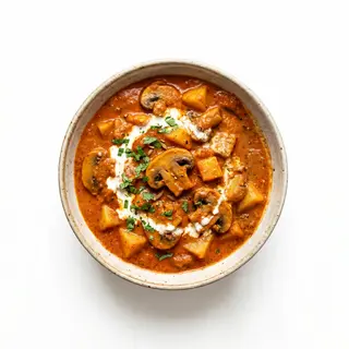 Champiñones con Patatas Makhan