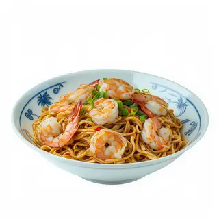 Fideos chinos fritos con tres delicias