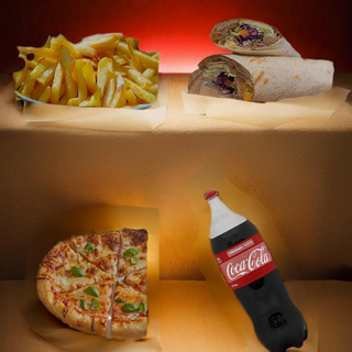 1 Pizza 32cm + 2 Durum + patatas + 2Lt bebida