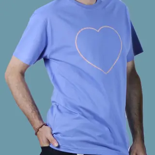 მაისური  "ატარე სიყვარული" L Unisex ცისფერი ვარდისფერი გულით