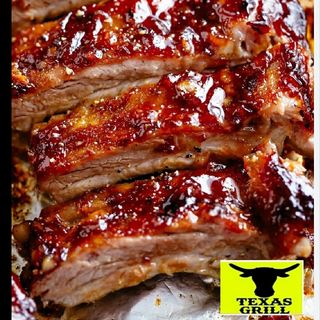 600GR Texas Ribs BBQ + patatine & birra O Bibita 