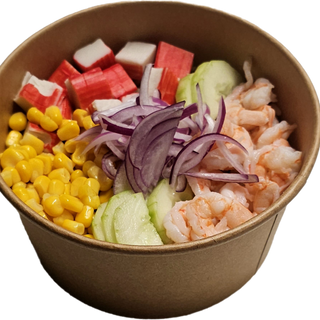 Ebi poke con riso sushi