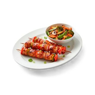 Brochetas De Pollo Teriyaki Con Wok De Verduras