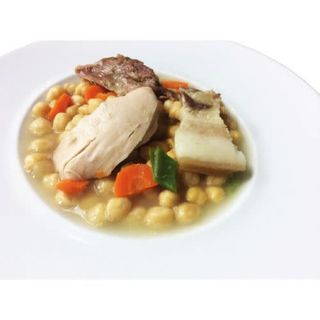 Puchero de garbanzos con verduras y pringá ibérica (425 g.)