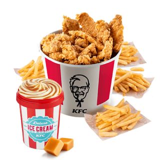 Kubełek Strips&Bites dla 4 osób + lody Ice Cream Deluxe 460ml