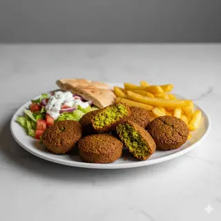 Plato De Falafel Con Patatas Fritas