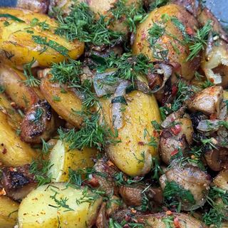 შემწვარი კარტოფილი სოკოთი