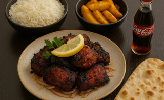 Menù Tandoori - Piatto Tandoori con riso, patatine, naan e bibita