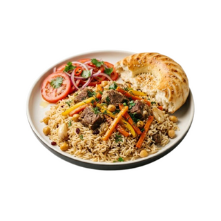 Узбекски плов + салата + хляб 450г