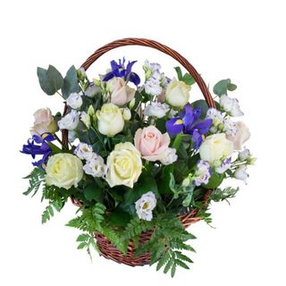 cesto di rose crema e rosa