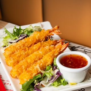 Langostinos crujientes con Salsa (8uds)