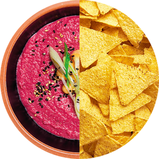 Hummus de remolacha con nachos