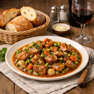 Porc Aux Petits Pois Avec Pain