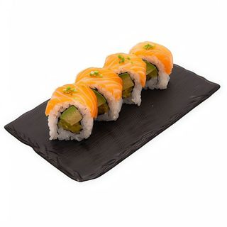 uramaki envuelto en salmón fresco relleno de aguacate bandeja (6 uds.)