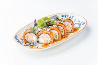 Рол Лангуста з креветкою та лососем 