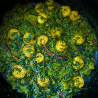 Spinach With King Prawns/Langostinos con Espinacas fresca 