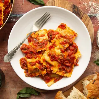 Homemade Ravioli With Tomato Sauce