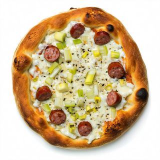 Pizza porri e salsiccia