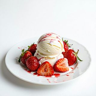 Fragola con gelato e panna
