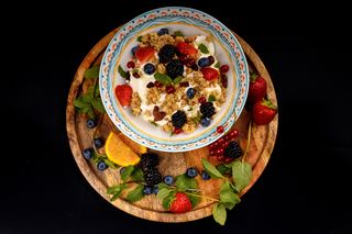 Granola & greek yogurt and candied fruit