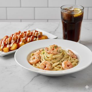 Pasta Con Gambas Y Nata