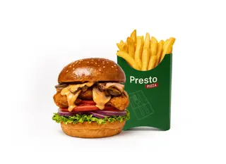Bacon Cheeseburger Crispy de pui combo + cartofi prajiti 130gr