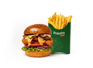 Bacon Cheeseburger Crispy de pui combo + cartofi prajiti 130gr