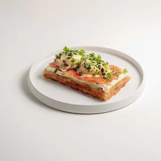 Zucchini Waffle with Salmon