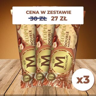 Zestaw 3 lodów na patyku MAGNUM HAZELNUT 85ml
