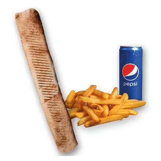 Rollo Kebab samo mięso (mega), frytki, Pepsi 0.33l