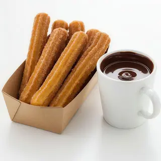 4 raciones de churros más 4 chocolates (550 g.) (30 uds. aprox)