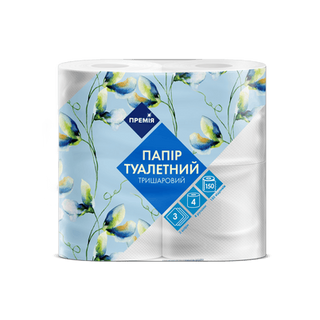 Папір туалетний «Премія» білий 3-шаровий (4шт)