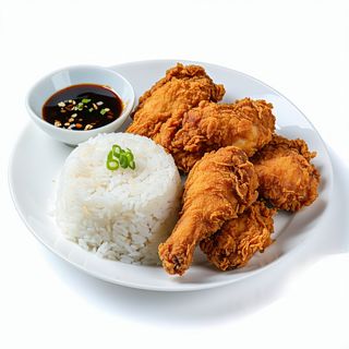 25.Pollofrito con arroz y salsa japonesa