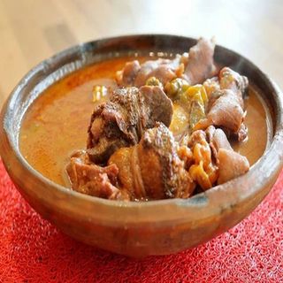 Groundnut soup with goat meat