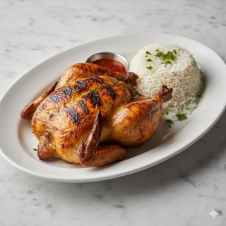 Pollo entero con patatas o arroz