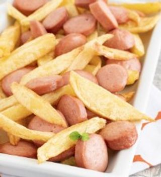 Patatine steak house cheddar & würstel