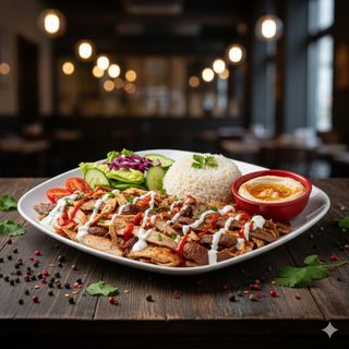 Menú plato con arroz y patatas