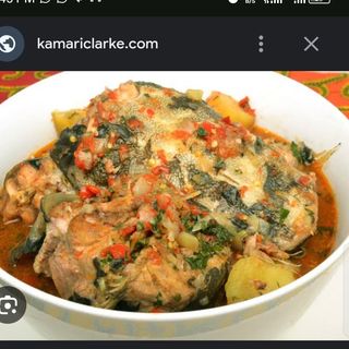 Pet Drink or water+ Fresh fish pepper soup + Yam or potato or white rice 