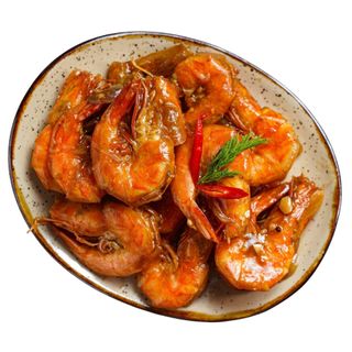 Gambas con salsa de ostras