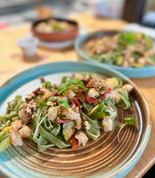 Tagliatelle verdi con i gamberi
