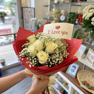Bouquet 'i Love You' - 9 Roses Blanches