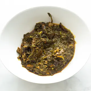 Afang Soup With 1 Swallow And 2 Meat